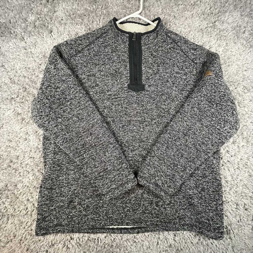 Orvis Brighton Quarter 1/4 Zip Sherpa Lined Sweater Pullover Black Men's 2XL ECU